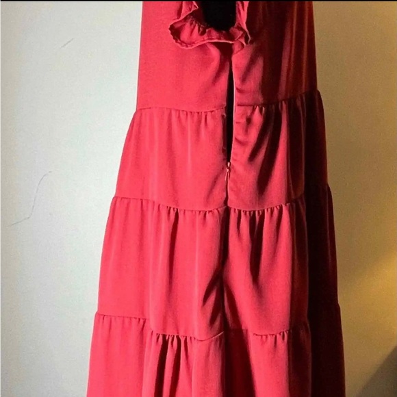 Miholl Burgundy Color A -Line Ruffle Dress Size Small - Picture 6 of 12